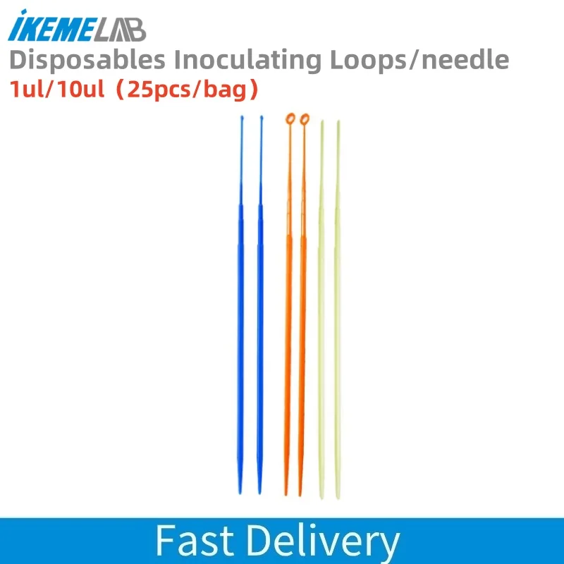 

IKEME Disposable Inoculating Loop Plastic 1ul 10ul EO Sterile Biological Cells Inoculation Needle Lab Supplies 25pcs/bag