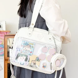 Japońskie Harajuku Itabag dziewczyny PU przezroczysta torba szkolne torebki studenckie Ita torba Tote JK jednolita torba na ramię Crossbody