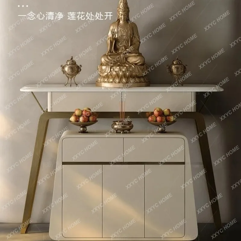 XHousehold shrine simple modern entrance incense candle holderBuddha table light luxury living room natural marble tribute table