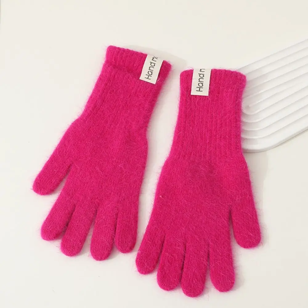 Fashion Warm Flannel Gloves Touch-screen Faux Fur Long Rabbit Fur Gloves Candy Colored Cold-proof Full Finger Mittens Gift