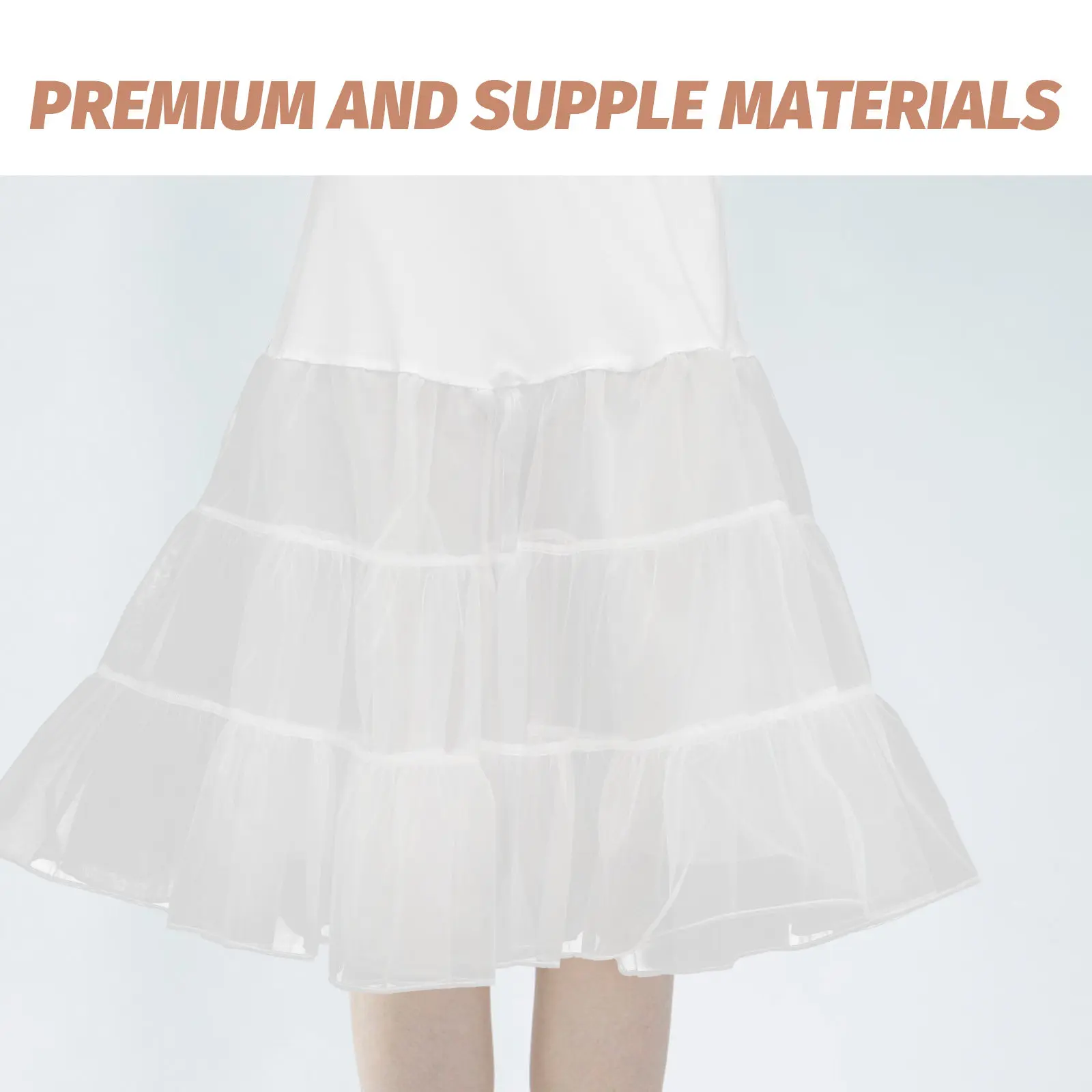 Girls Women Petticoat Dress Underskirt Elastic Wedding Prom Party Tutu Skirt Lightweight Support Cosplay Costume