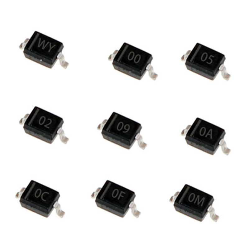 50PCS SMD Zener diode 0805 0.25W BZT52C10V 3V 3V3 7V5 6V8 5V6 5V1 4V7 12V 10V 15V 16V 18V 20V 24V SOD-323