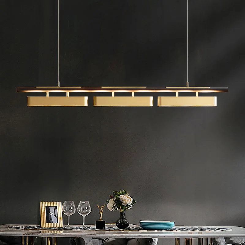 Modern Minimalist Strip LED Chandeliers Long Living Dining Room Coffee Desks Kitchen Pendant Lights Home Indoor Lighting Fixture