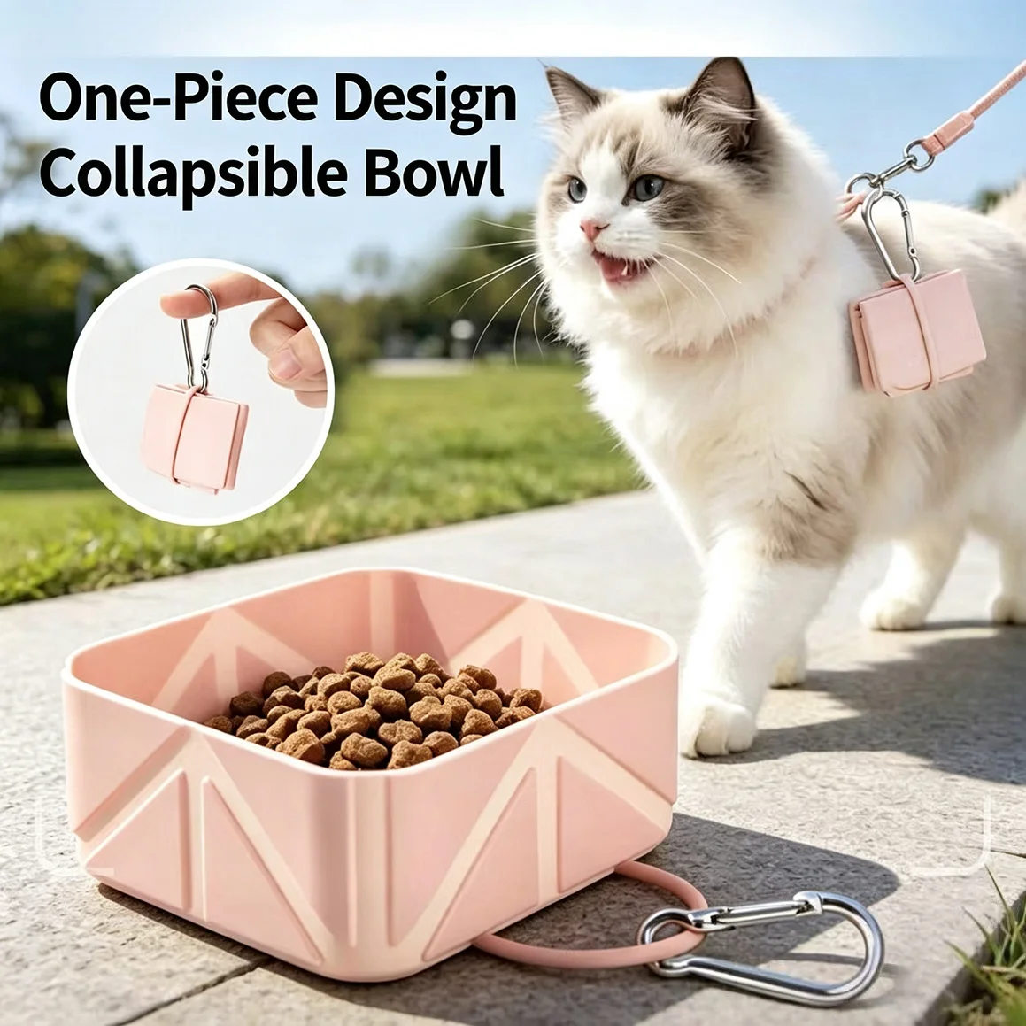 Collapsible Silicone Pet Bowl Portable Large Capacity Anti-slip Feeding Water Bowl for Cats Dogs Outdoor Travel Use