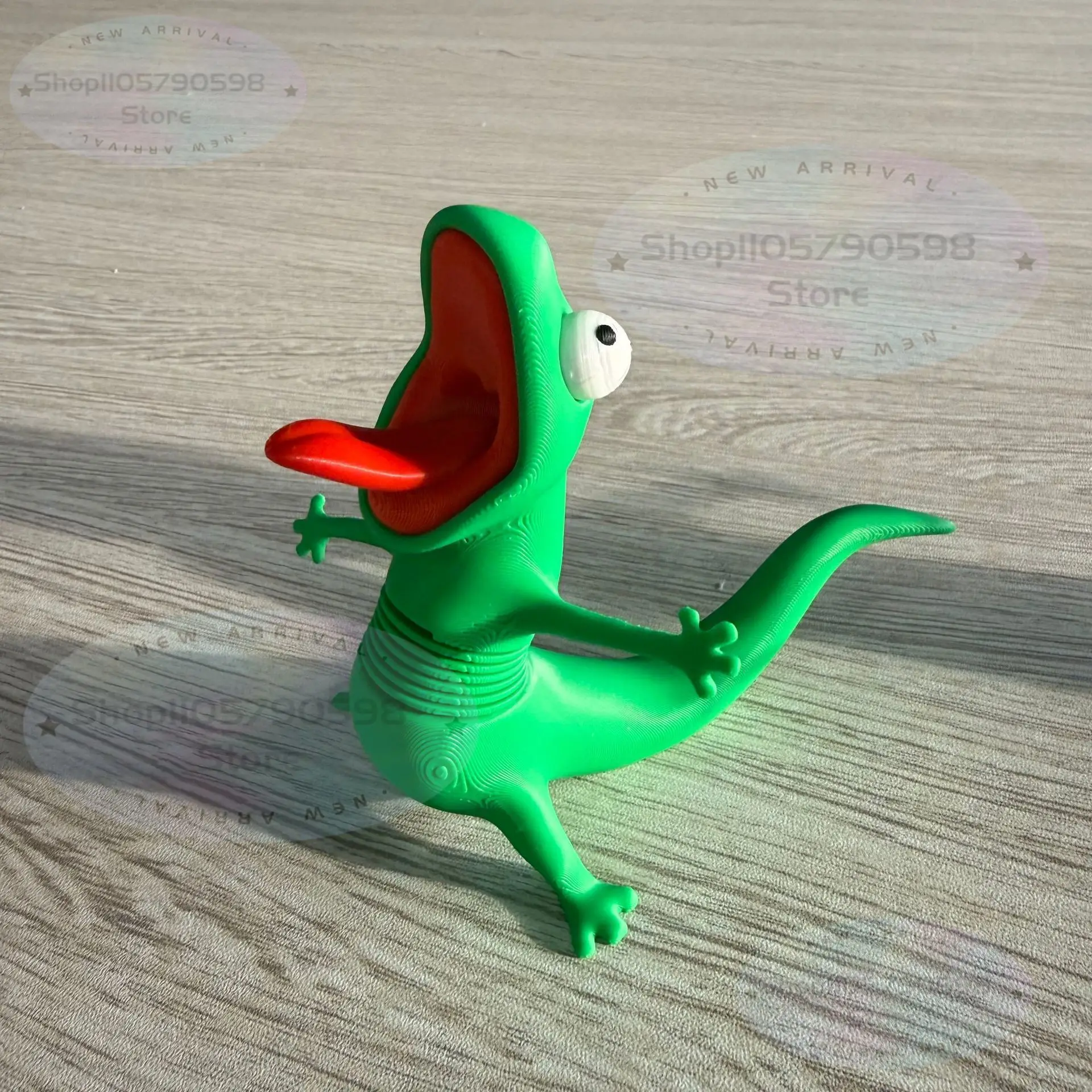 3D Printed Cute Green Lizard Shaking Ornament Spring Wobble Toy Stress Relief Desktop Decoration Keychain Bag Pendant Gift