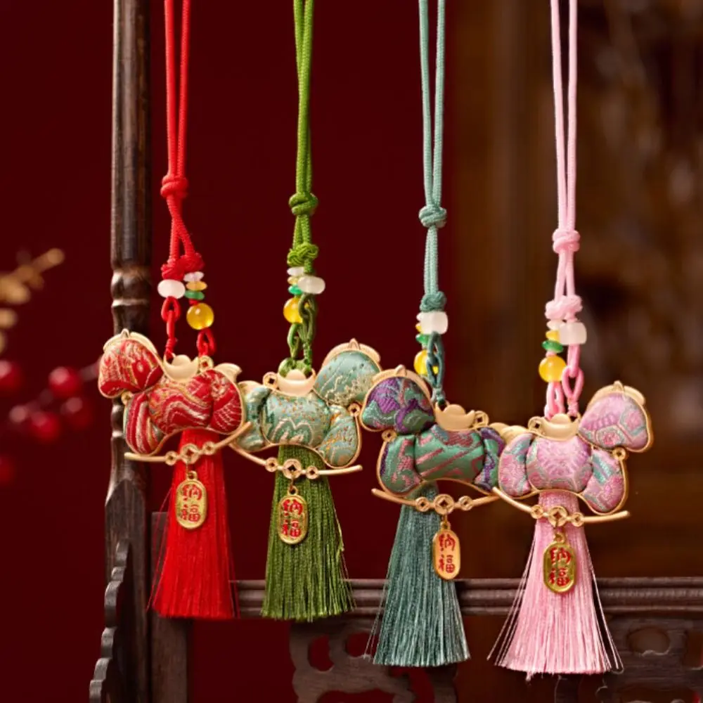 Chinese Style Pony Embroidered Pendant Brocade Satin New Year Horse Pendant Zodiac Mascot Spring Festival