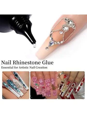 30g Nail Rhinestone Glue for Nails Super Strong Gel Nail Glue for Nail Charm 3D Nails Bling Gel Decoration Gem Nail Art Diamonds
