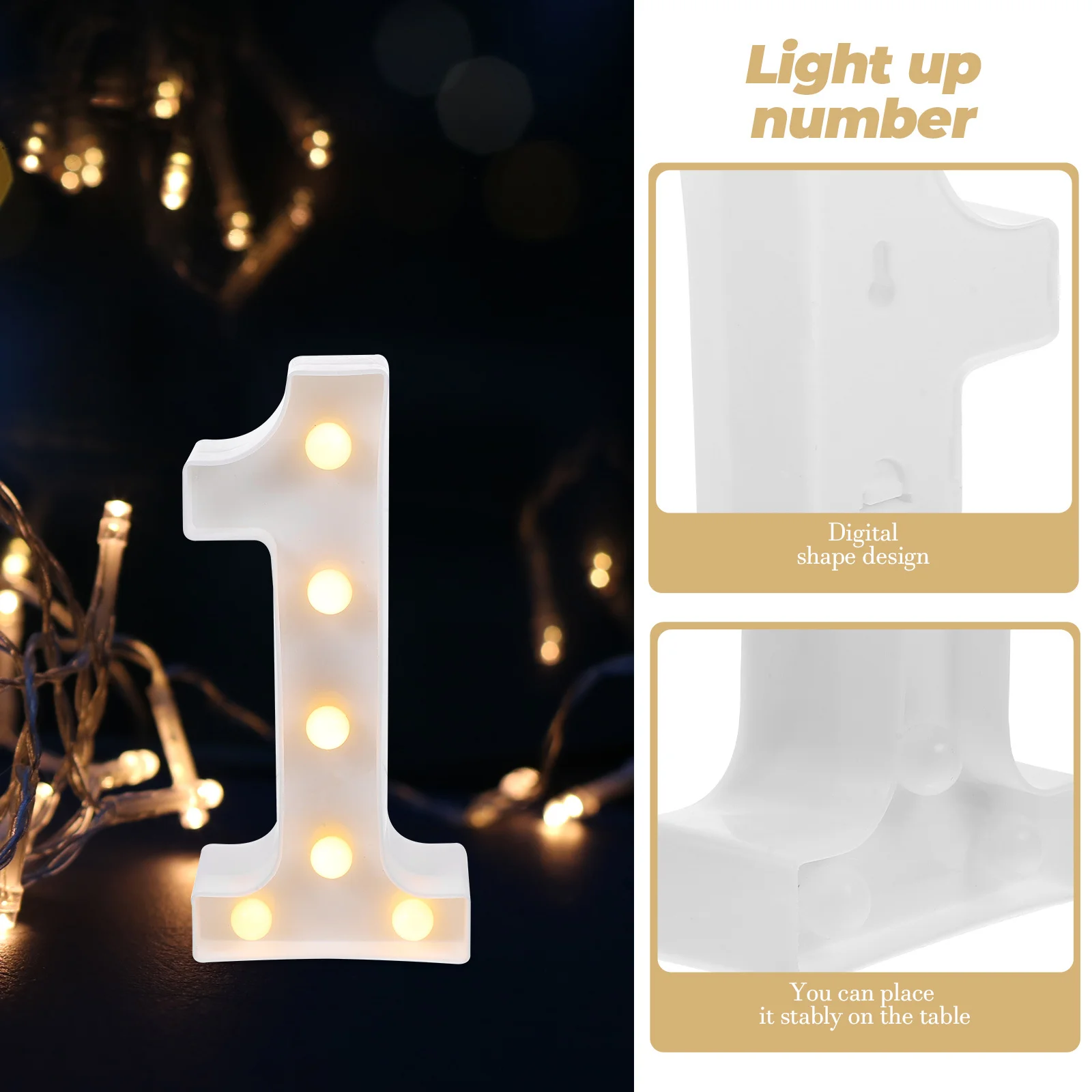 

Light Up Number 1 LED Number Lamp Decorative Light for Bedroom Living Room Party Wedding Atmosphere Light-Up Numbers
