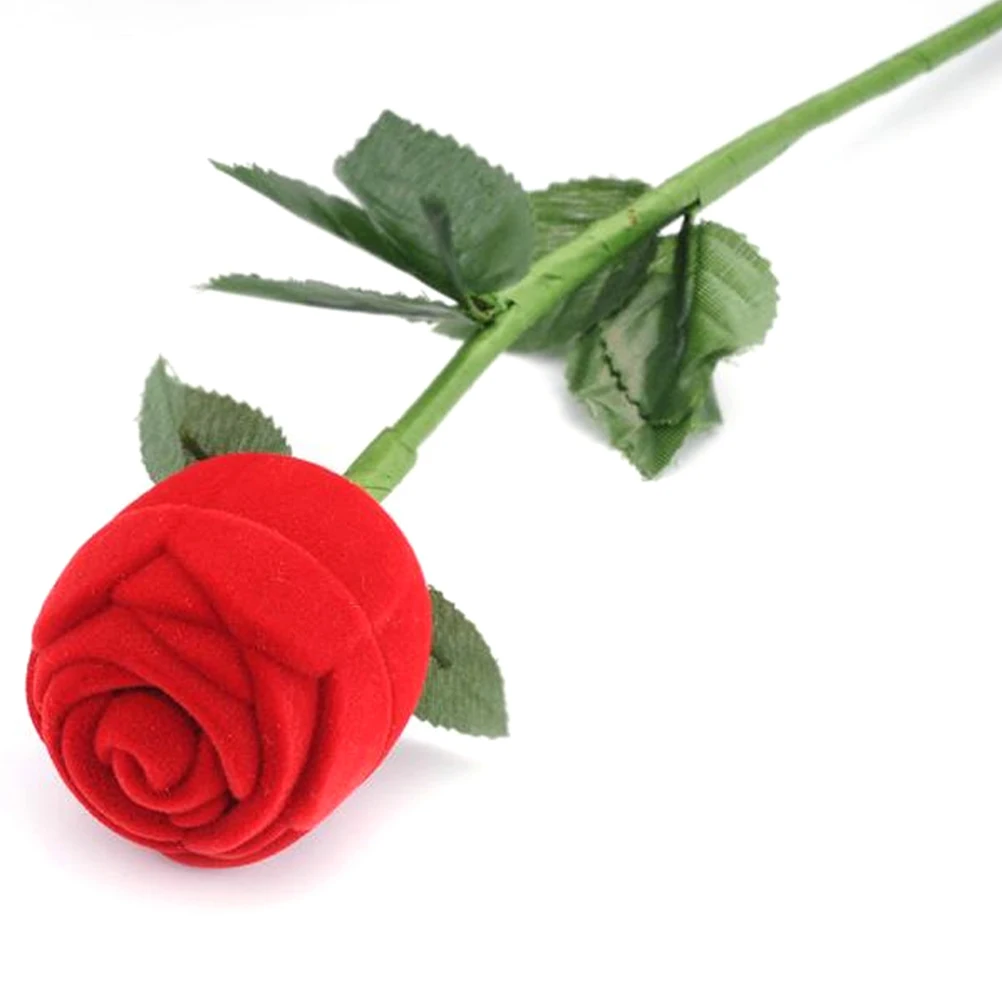 

2 шт., коробки для колец в форме розы, мягкие байковые держатели для обручальных колец, коробка для демонстрации ювелирных изделий, предложение для помолвки, шкатулка для драгоценностей для колец