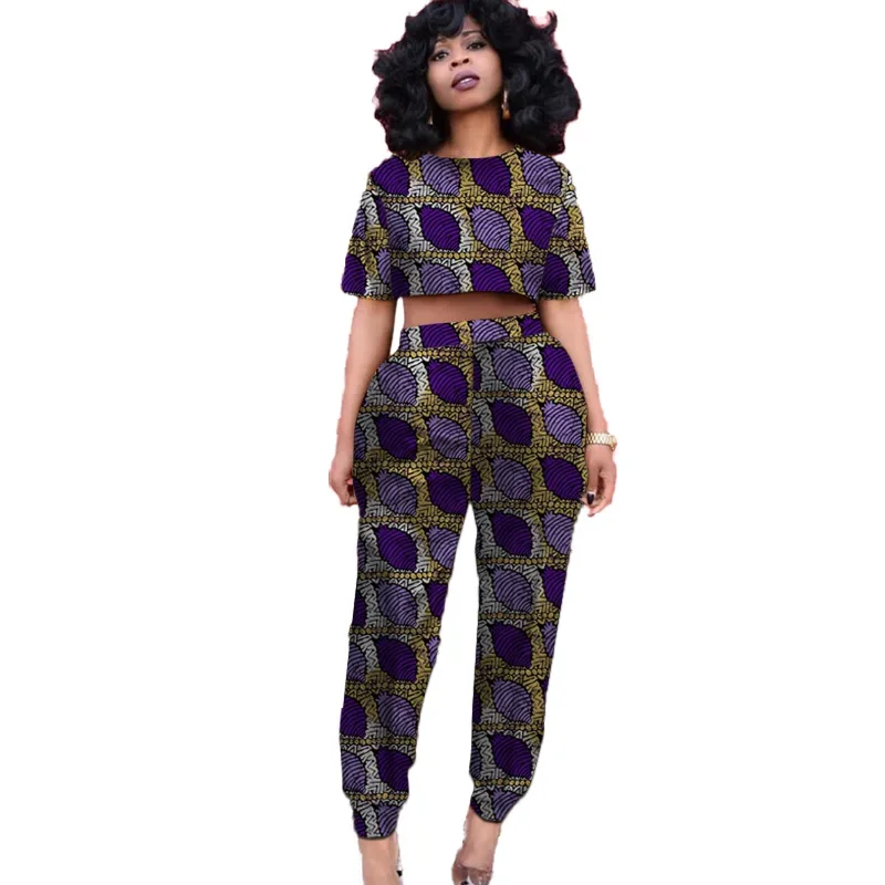 

Original Design Women Mini Tops Patch Jogger Pants Nigerian Fashion Lady's Ankara Print Party Wear Custom Size African Suits