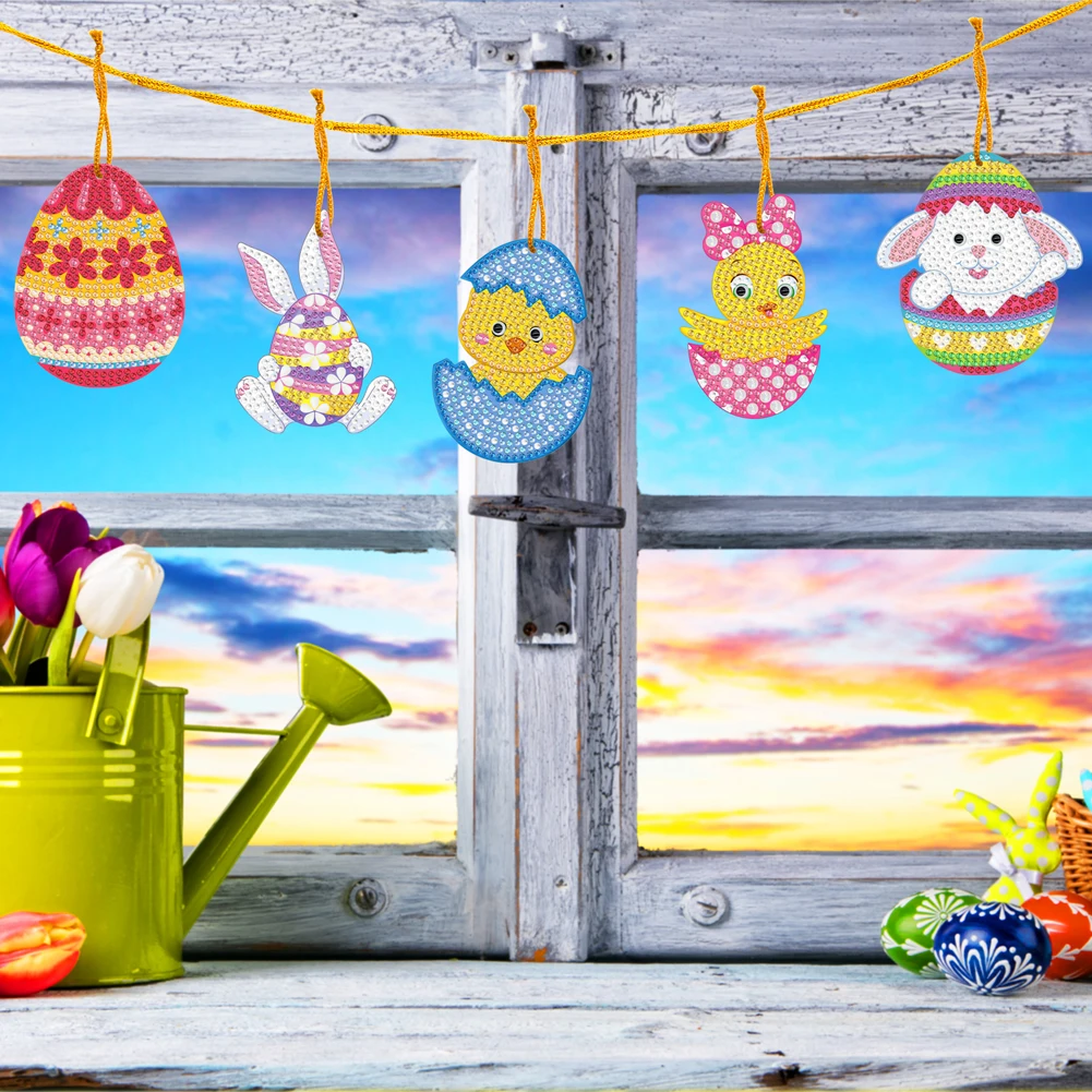 10 Uds. Colgante de diamante, pintura de diamante de un solo lado, decoración navideña, colgante de dibujos animados DIY, decoración del hogar, bolso de mujer, adorno colgante