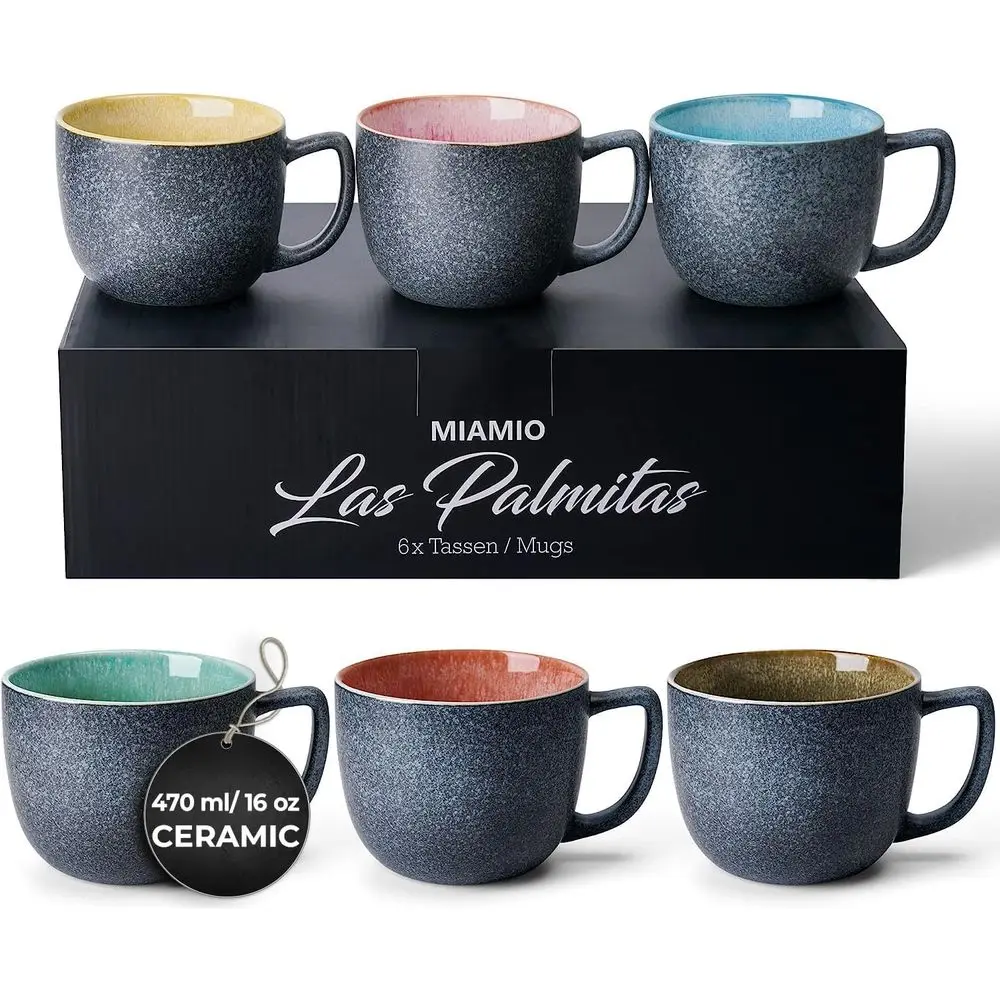 

Набор кофейных кружек из керамогранита, 16 унций, большие кружки для повседневного использования