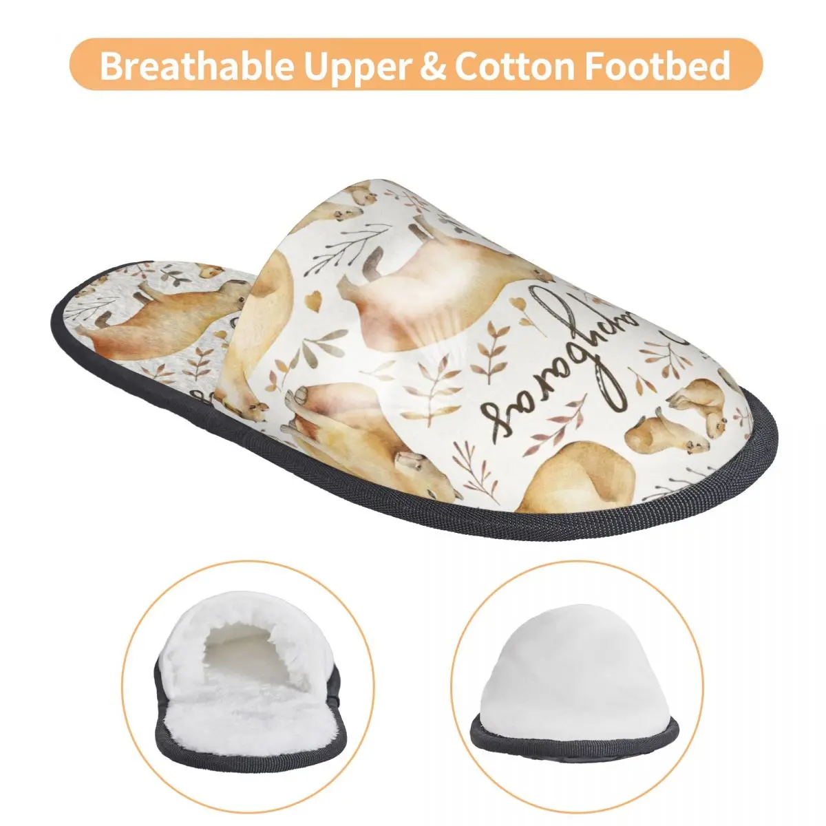 Winter Furry Slippers Capybara Animal Accessories Household Fur Slides Slippers Living Room Soft Anti-skid Slides image 3
