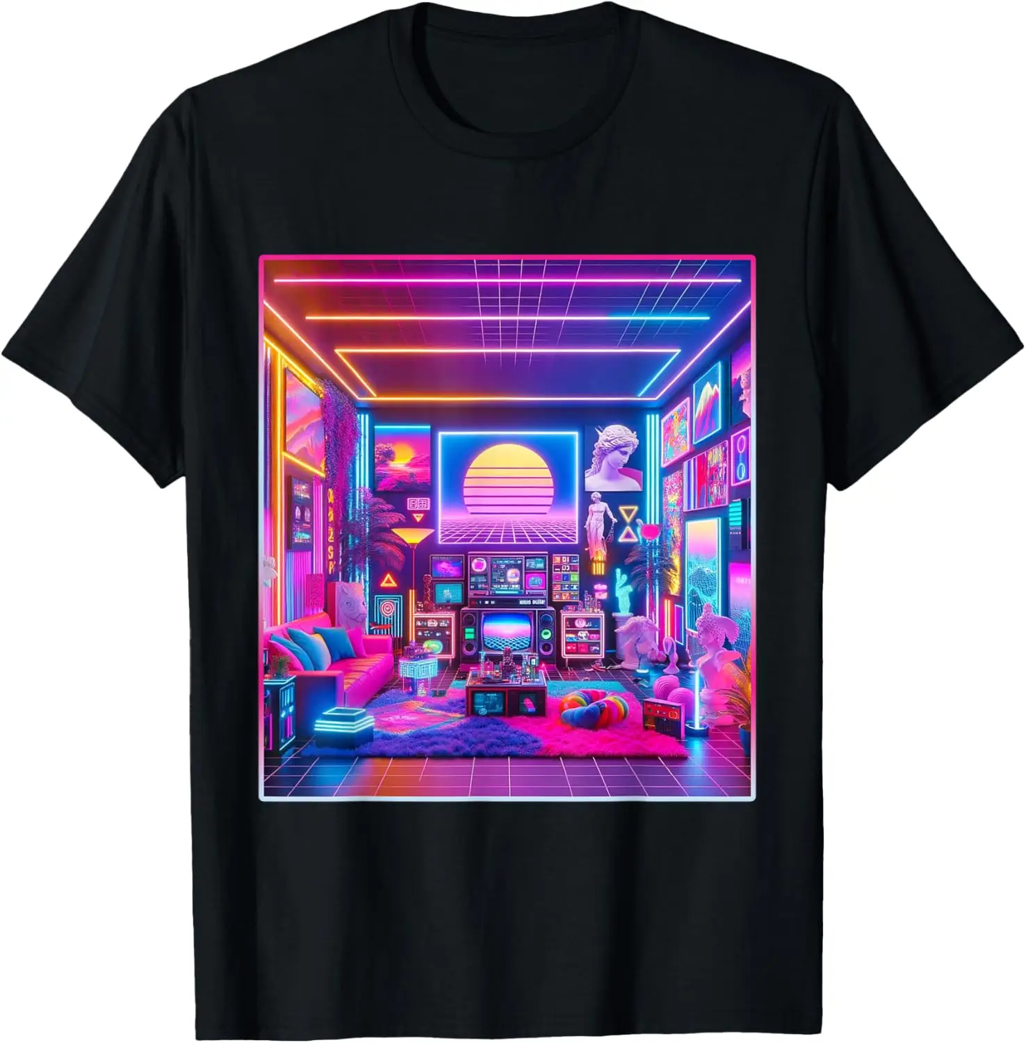 

Рубашка Vaporwave в эстетическом стиле 80-х 90-х годов Красочная комнатная футболка в стиле ретро