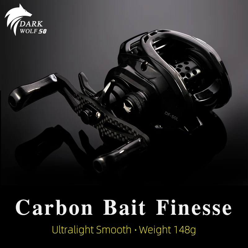 TSURINOYA Bait Casting Fishing Reel DARK WOLF 50 5.3:1 Carbon Fiber Baitcasting Reel Sea Fishing Tackle Carretilha Peche