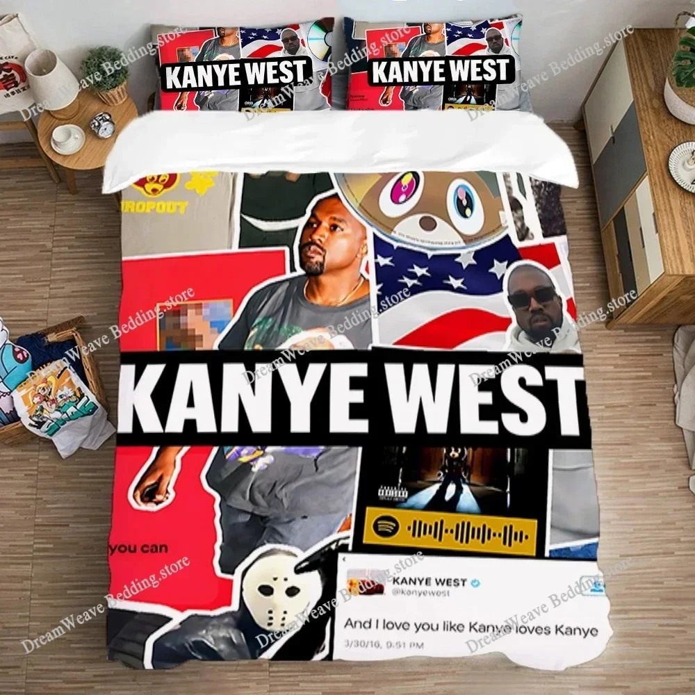 Hiphop Rapper K-Kanye Wests Sheets Quilt Covers Bedding Dormitory Sheets Bedding Set Soft Warm Bedding Set Home TextileextileFQH