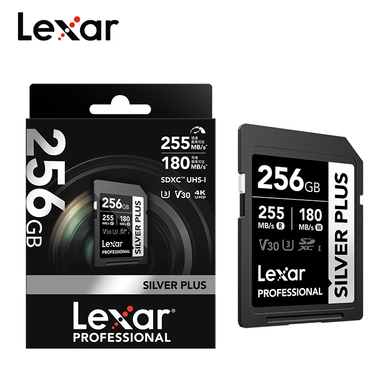 Lexar Up to 255Mb/s Read V30 SD Card for Camera U3 SDXC Memory Card 64GB 128GB 256GB 512GB 4K 60P Video Storage UHS-I Cards