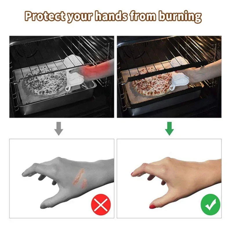 2pcs/set Heat Resistant Silicone Oven Rack Edge Protector Threaded Guard for Microwave Anti Scald Bar Kitchen Baking Use