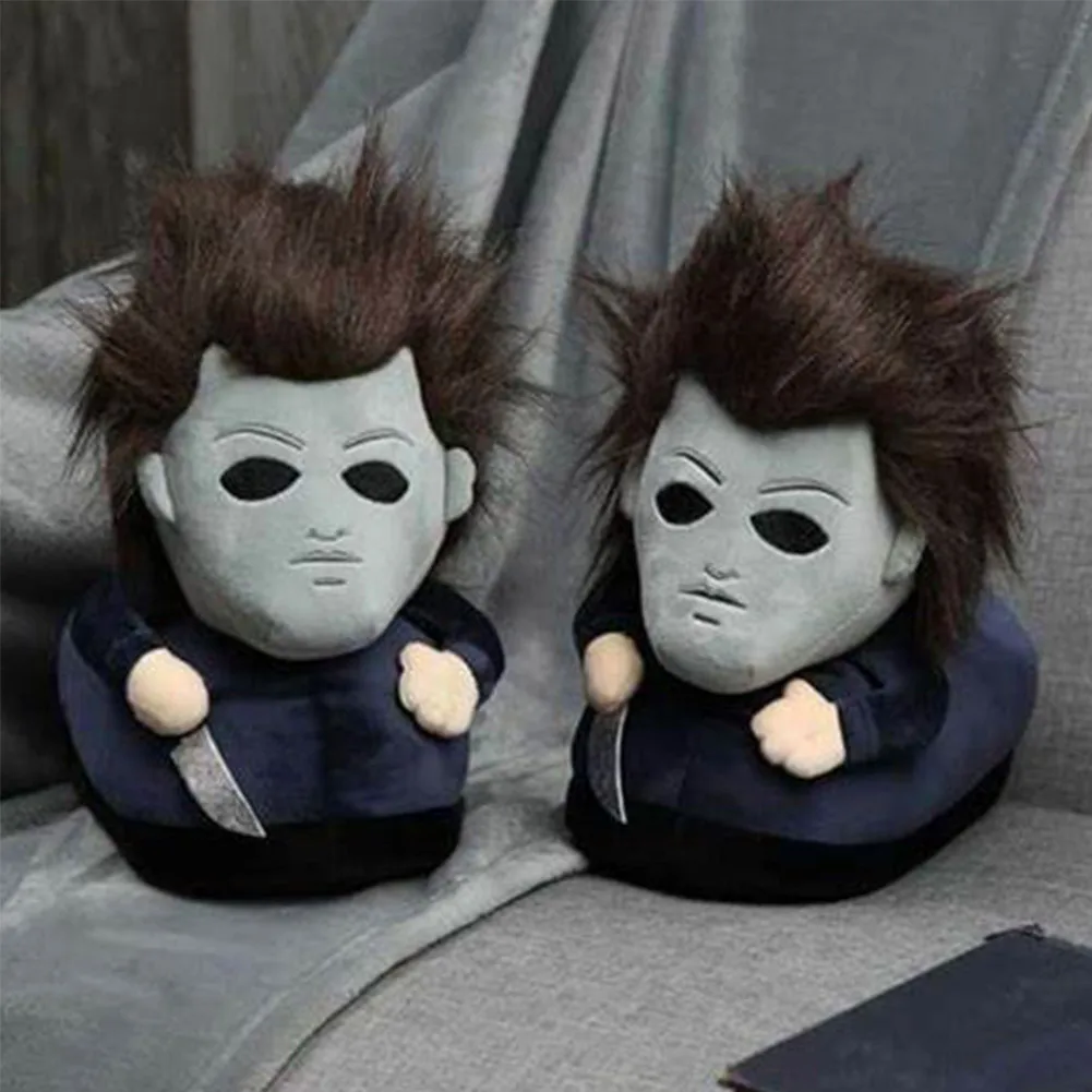 Coppia pantofole invernali in peluche Michael Cosplay Myers scarpe decorazioni per adulti film Halloween uccide fantasia accessori per costumi di Halloween