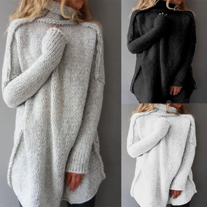 2023 New Womens Sweater Stacked Collar Sweater Three Needle Craft Long Sleeve Sweater for Women