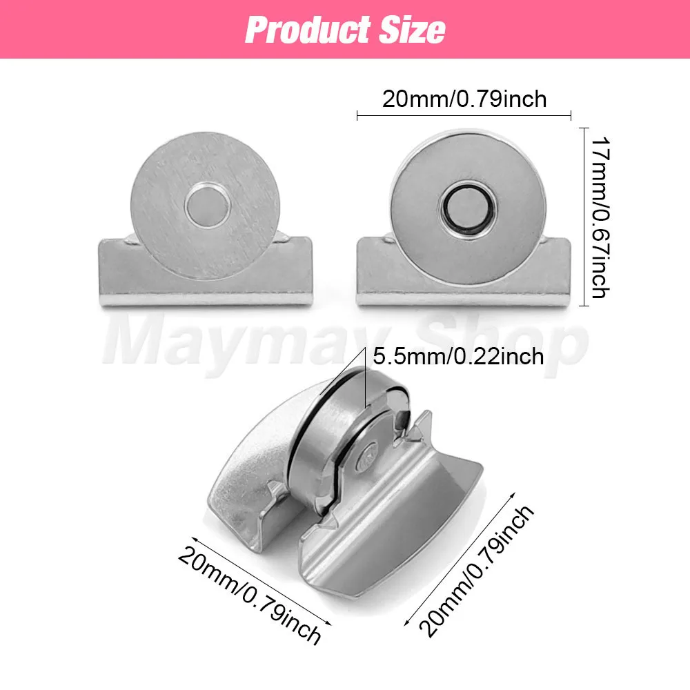 5/8pcs 20mm Magnetic Buckle Metal Edge Magnetic Button Fasteners Snap Clasps Clip For Handbag Purse Wallet Clothes Closure Snap