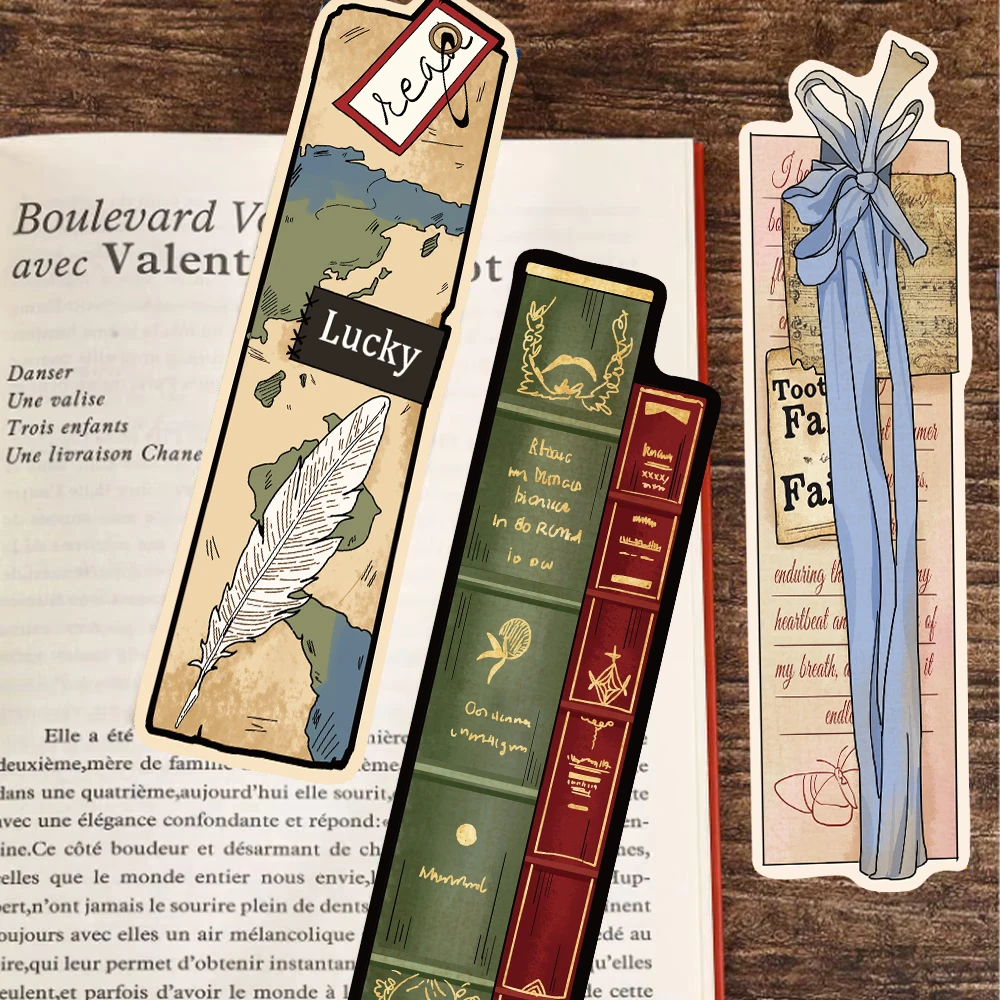 30PCS Vintage Reading Theme Bookmark Posters Cartoon Laptop Gifts Scrapbooking Aesthetic Journal Aesthetic Decorative Bookmark
