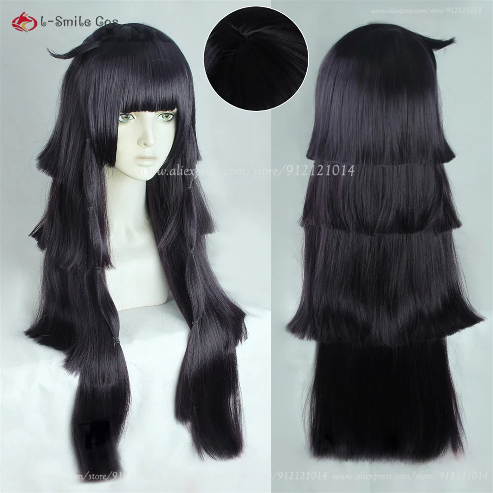 Anime Alluka Zoldyck Cosplay Wig 80cm Purple Black Wigs Anime Cosplay Wig Heat Resistant Synthetic Hair Halloween + Wig Cap