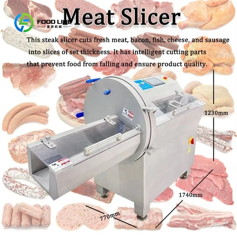 Customized Automatic Multi-Function Frozen Meat Slicer Cutting Machine Sausage Bacon Beef Mutton Slicing Cutting Machine