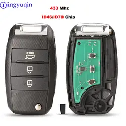 Jingyuqin chave remota dobrável com 3 botões para carro, para Kia K3 Sorento Sportage 2013 2014 2015 433mhz com transponder ID46/ID70