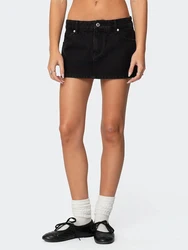 Women's Summer Mini Denim Skirts Low Rise Solid Color Skirt for Daily, Travel, Parties