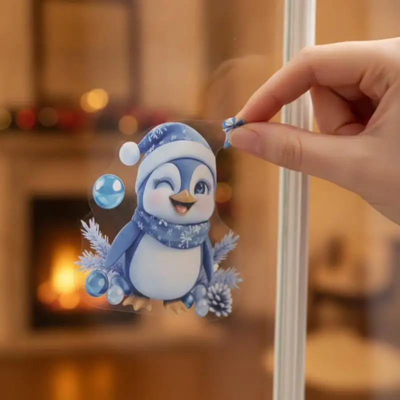 4/9Pcs Christmas Window Stickers, Removable Self-adhesive Cute Patterns for Home Holiday Decor