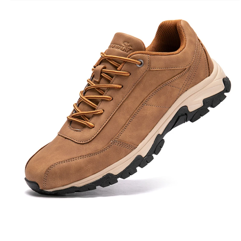 High-end Genuine Leather Men Lightweight Anti-skid Jogging Shoes Outdoor Casual Walking Sneakers Hiking Trainers Plus Size 46 47