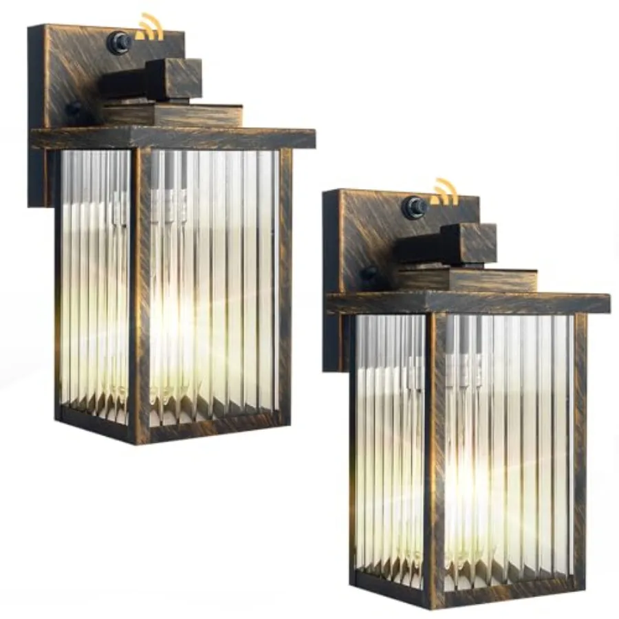 

Комплект из 2 уличных настенных светильников с датчиком от заката до рассвета, водонепроницаемые наружные светильники для дома, крыльца и гаража, металлические настенные бра