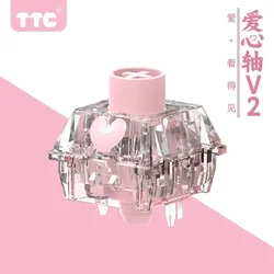 TTC Honey V2 Switch for Mechanical Keyboard Linear 42g 5 Pins 22.5mm Long Spring Pink RGB Transparent GK61 Anne Pro 2