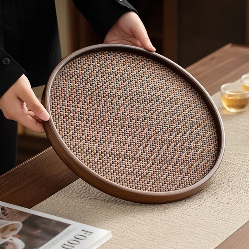 

Light luxury high-end tray walnut bamboo wood commercial snack storage dinner tray wooden