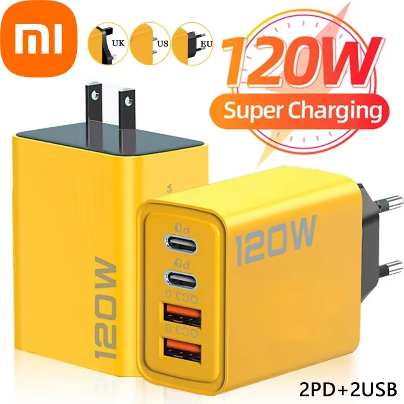 Xiaomi 120W 4 porte USB C PD Caricatore Ricarica rapida 3.0 Tipo C Caricabatterie per telefono USB Adattatore di ricarica rapida per IPhone Samsung