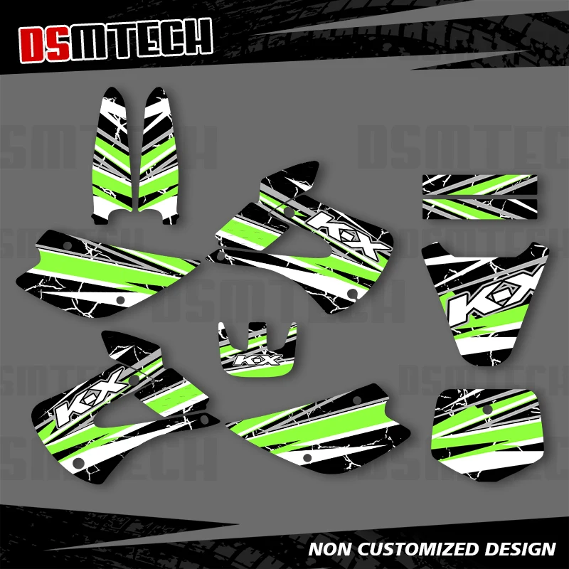 

DSMTECH For Kawasaki KX85 KX100 KX 85 100 1998-2013 Motocross Full Graphics Background Decal Sticker Kit 2012 2011 2010 2009