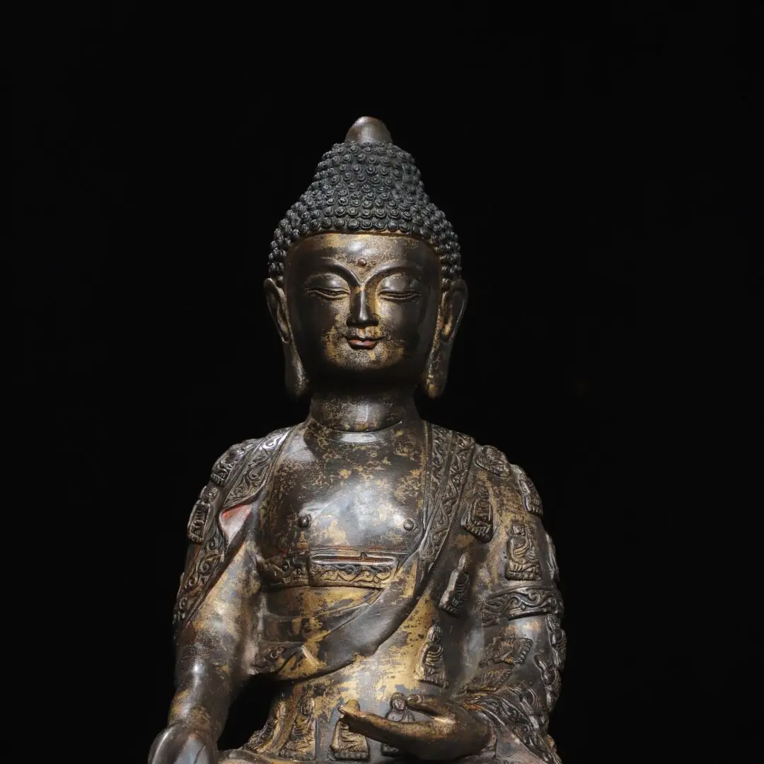 Pure Copper Engraved Gold Shakyamuni 10000 Buddha Robe Amitabha Medicine Buddha Statue Home Altar