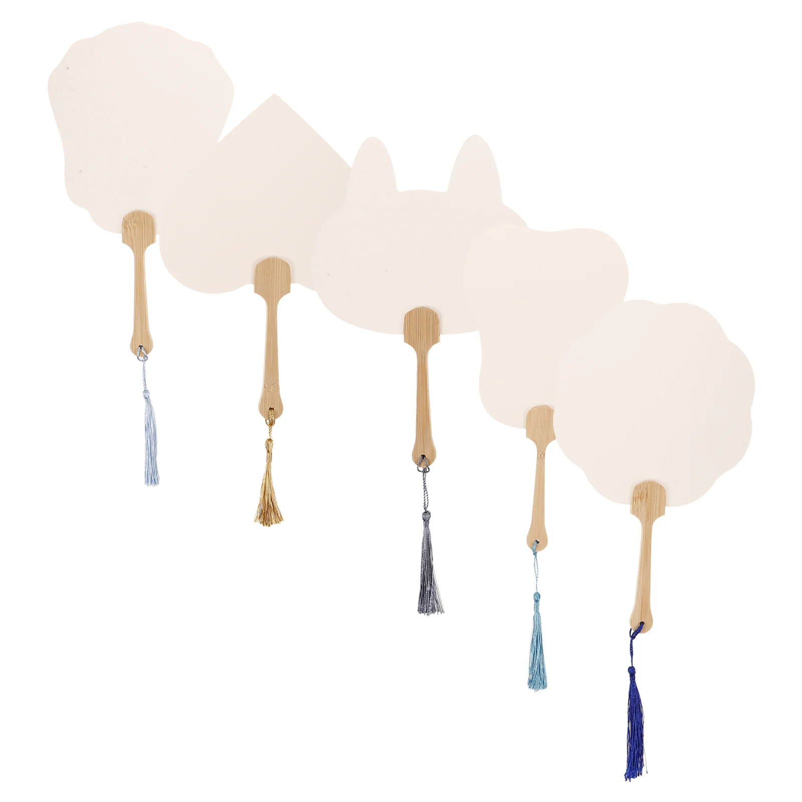 

5Pcs Traditional Blank Paper Fans Handheld DIY Painting Graffiti Fans for Craft Decor Wedding Banquet DIY Mini Paper Fan