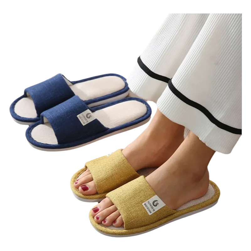 Spring Autumn Home Use Linen Slippers Cotton Linen Fabric Slippers Indoor Anti-slip Four Seasons Universal Men Women's