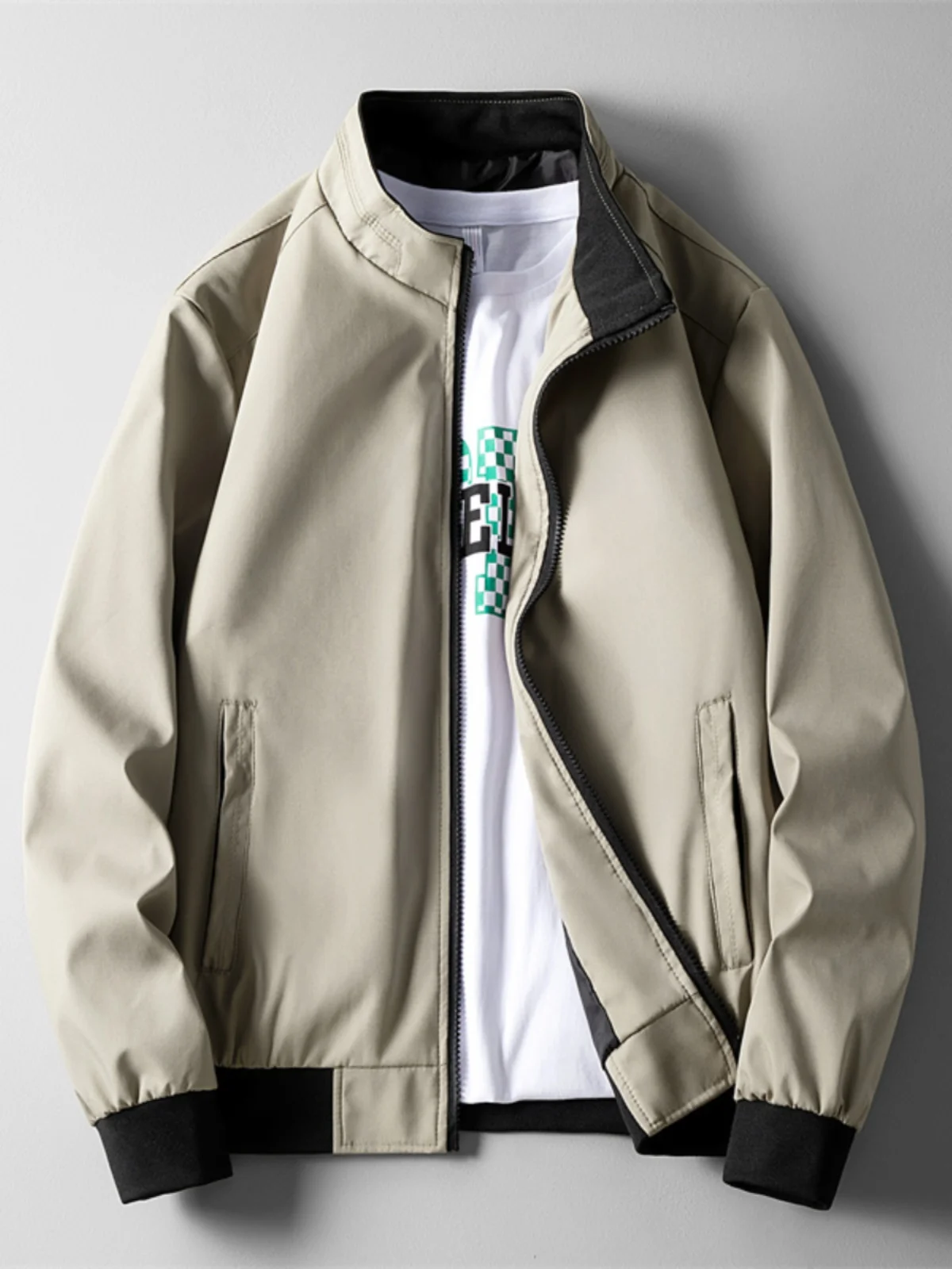 

Облегающая повседневная тонкая осенне-зимняя куртка с воротником-стойкой для молодых мужчин без шапки, рабочая одежда, верхняя цветная весенне-осенняя верхняя одежда