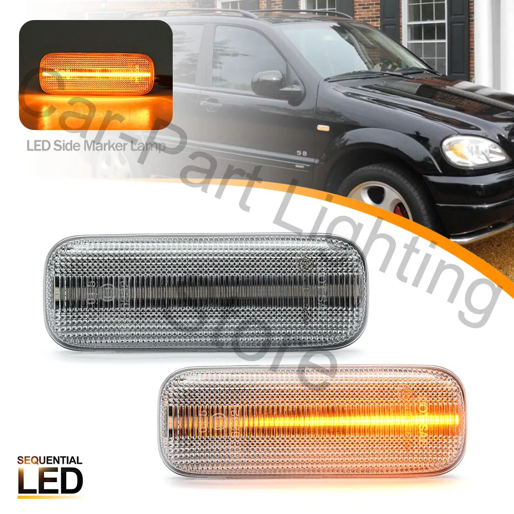 2X Dynamic Amber Led Side Marker Light For Mercedes Benz ML 230 270 CDI 320 430 55 AMG Turn Signal Lamps