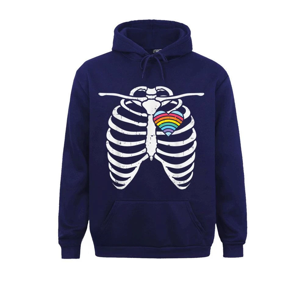 LGBT Gay Heart Skeleton Ribs X-Ray Rainbow Halloween Costume New Hoodie Birthday Streetwear for Women‘s Hoodies Clothes Latest