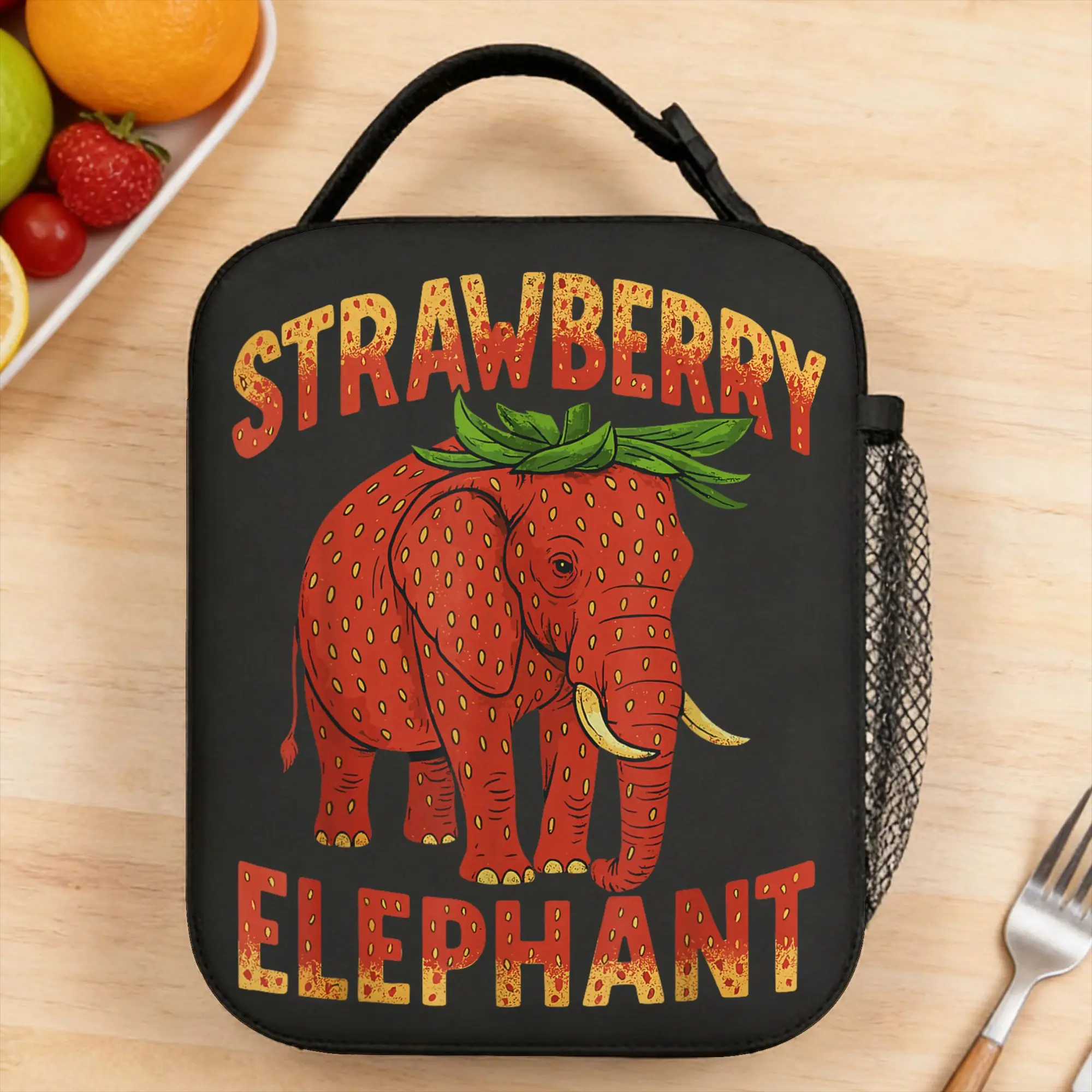 Lunch Bag Meme Italian Brainrot Strawberry Elephant Picnic Lunch Box For Child Casual Portable Insulated Thermal Lunch Bags