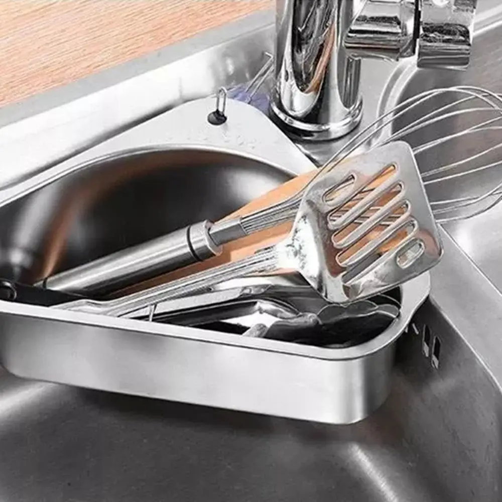 

Stainless Steel Material Stainless Steel Sink Drain Basket Corner Strainer Design Triangle Shape Triangular Sink Filter