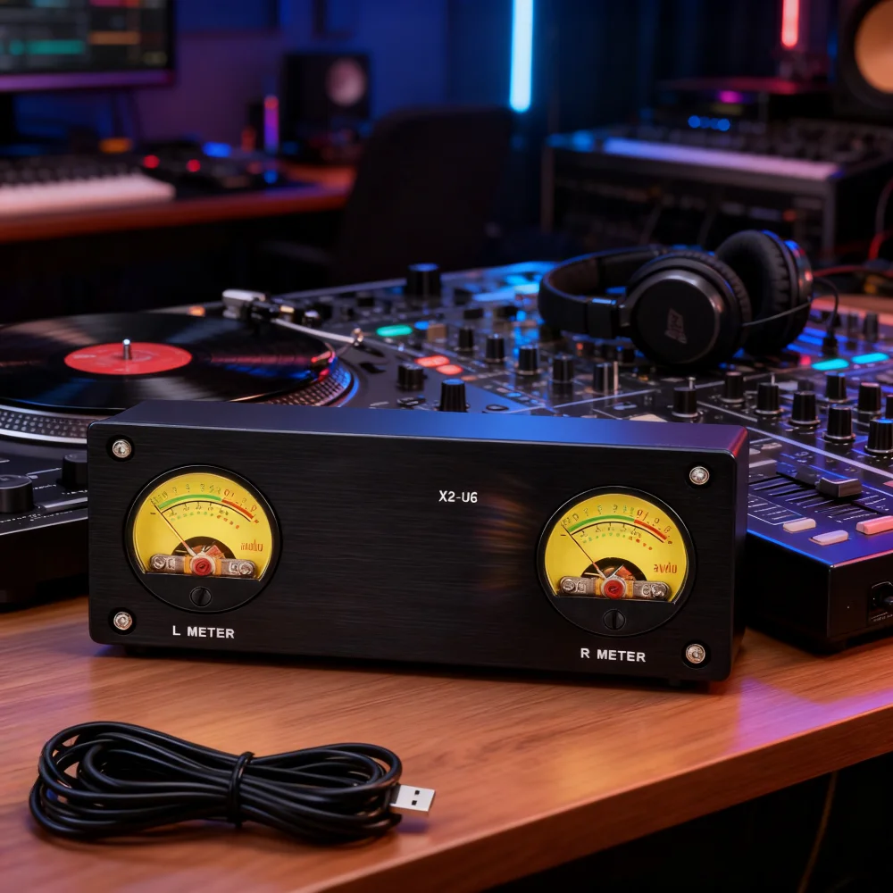 5V High Precision VU Meter Audio Level Indicator With Dual Channel Display 3.5mm/RCA Port For Professional Studio Music Monitor