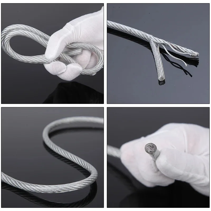 Picture 6: 1-20M 0.38mm-16mm PVC Coated Steel Wire 304 StainlessSteel Stranded Wire Rope Soft Cable Transparent Stainless Steel Clothesline