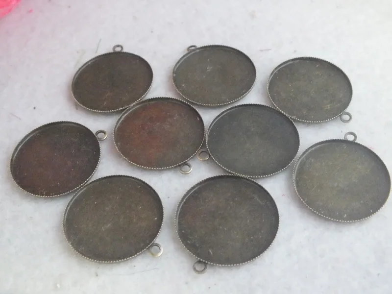 300pca/lot  25mm Round Pendant Trays , Antique Bronze Round Bezel Pendant Blanks, Blank Cameo Settings