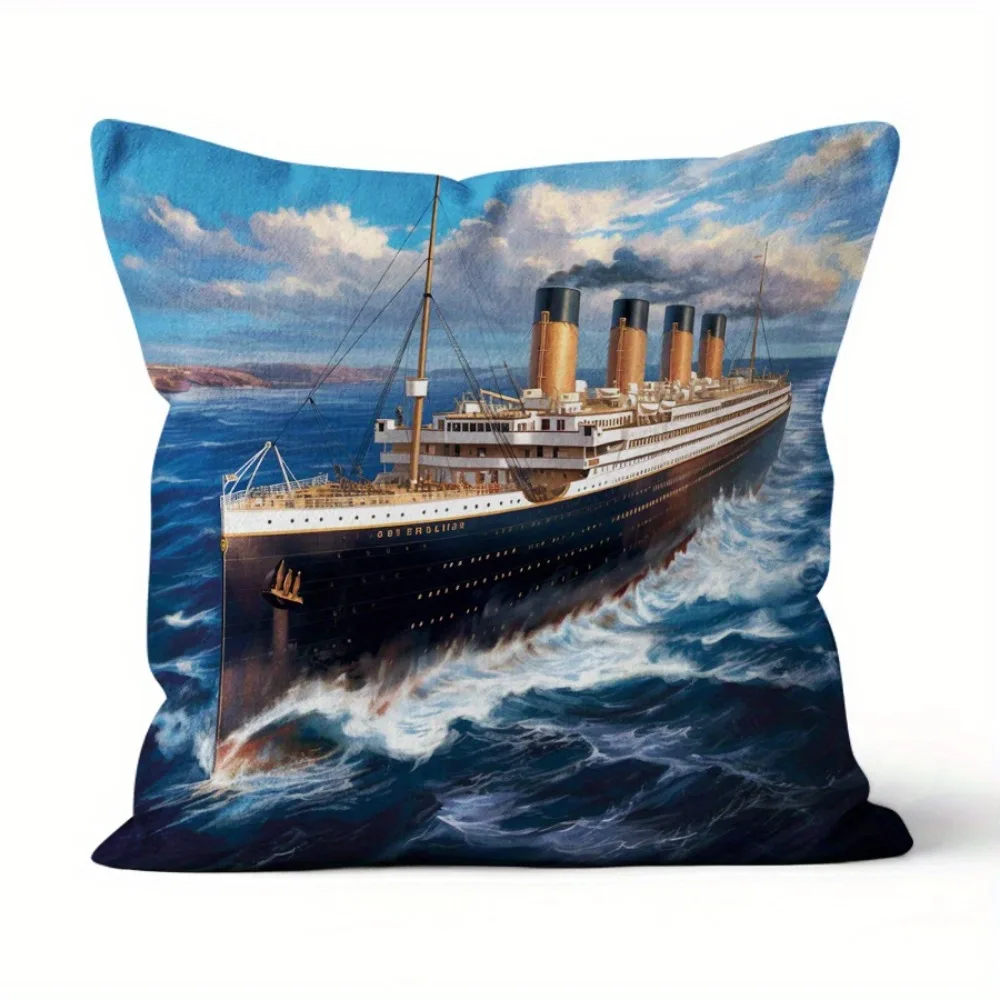 Double Sided Titanic Ship Nautical Theme Decorative Throw Pillow Case Classic Movie Ocean Style Cushion Cover for Sofa Home