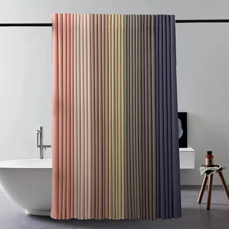 Luxury Thick Imitation Linen Shower Curtain Modern Thickened Solid Color Fabric Waterproof Bath Curtains For Bathroom Bathtub